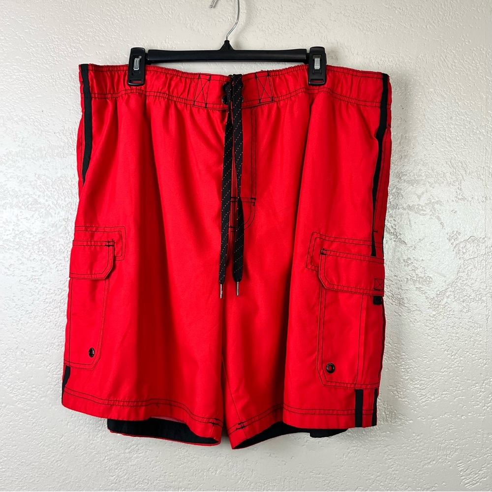 Op Shorts Red Mens  XL  40-42 Stretch Adjustable Waist‎ Pockets Beach Surf Cargo
